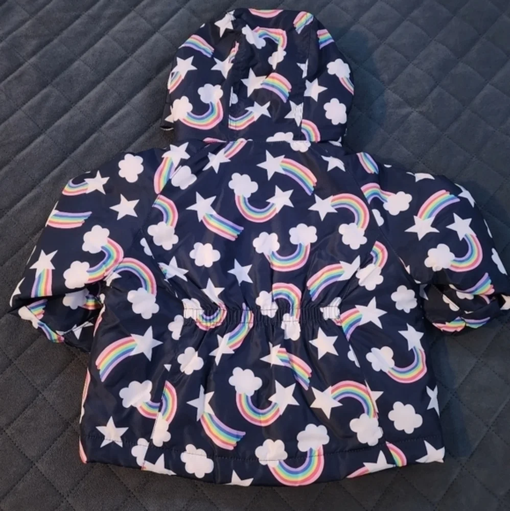 GIRLS NAVY‎ BLUE RAINBOW CLOUD WINTER JACKET SIZE 12-months CHILDREN’S PLACE
